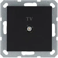 Розетка телевизионная проходная TV Ф9.5мм механизм черн. матов. soft touch Jasmart G6002PB