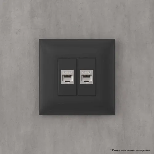 Розетка компьютерная 2-м СП Avanti "Черный матовый" RJ45 кат.6A без шторок экранир. механизм DKC 4412774 фото 3