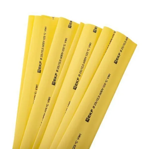 Трубка термоусадочная ТУТ нг 25/12.5 желт. 1м (уп.50м) PROxima EKF tut-25-y-1m фото 2