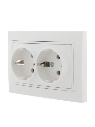 Розетка 2-м СП Mira 16А IP20 с заземл. с бел. вставкой керамика бел. LEZARD 701-0202-127 фото 4