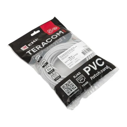 Патч-корд кат.5E UTP неэкранир. PVC сер. 10.0м TERACOM PRO EKF TRP-5EUTP-PVC-10M-GY фото 4