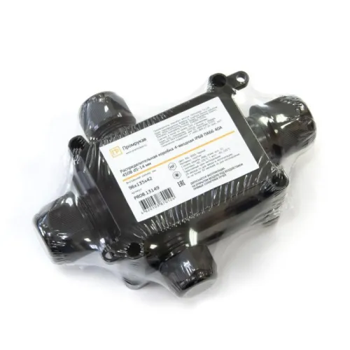 Коробка распределительная ОП 135х96х42 4-вводная IP68 ПА66 40А 450В d5-14мм черн. Промрукав PR08.13149 фото 3