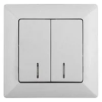 Выключатель 2-кл. СП Solo 4-105-01 10А 250В IP20 с подсветкой бел. Intro Б0053593