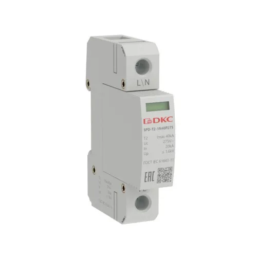 Устройство защиты от импульсных перенапряжений УЗИП тип 2 1п Imax 40кА со сменным модулем Un 275В YON SPD-T2-1N40P275