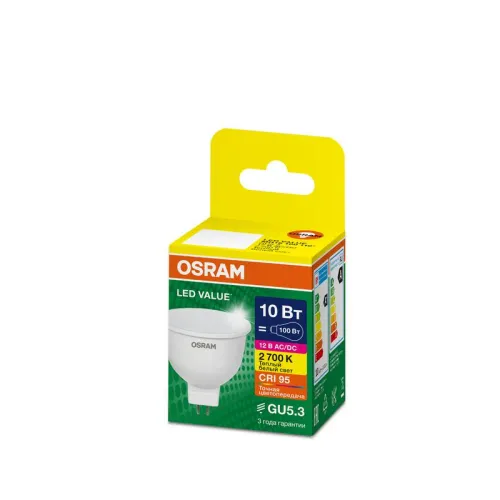 Лампа светодиодная LED G4 Value LVMR16100 10W/927 CRI95 10Вт 2700К 1000лм рефлектор матов. GU5.3 12-12В OSRAM 4610590510146 фото 3