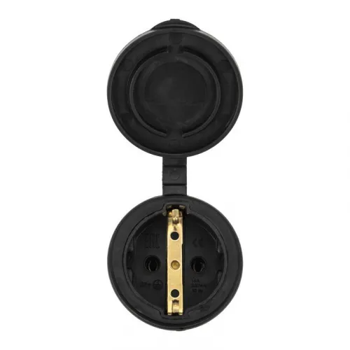 Розетка переносная влагозащ. с крышкой 16А IP44 230В 2P+PE каучук PROCONNECT 111-004-4 фото 3