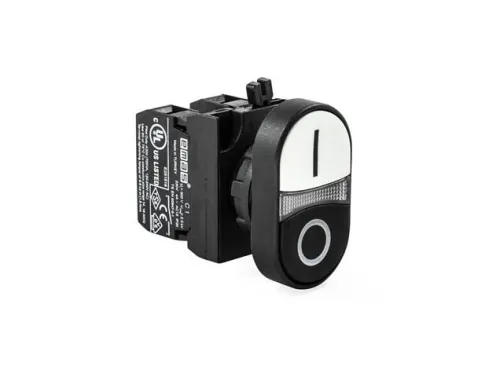 Кнопка сдвоенная (1НО+1НЗ) (CP) черн./бел. EMAS CP102K20HB