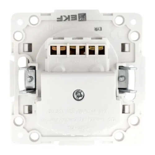 Розетка 1-м СП Стокгольм 16А USB A+C с заземл. защ. шторки винтов. клеммы механизм бел. EKF EYR16-2USB-typeA-typeC фото 2