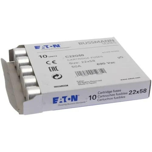 Предохранитель цилиндрический GG 22.2х58 50А боек EATON C22G50S