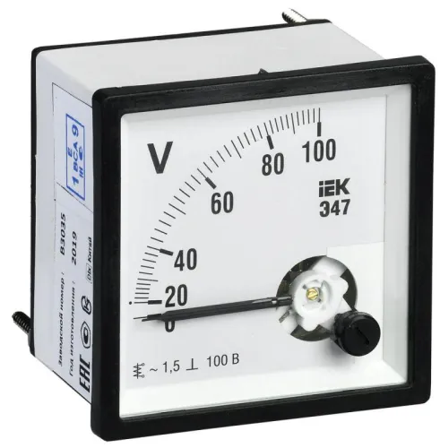 Вольтметр Э47 72х72мм 100В кл. точн. 1.5 IEK IPV10-6-0100-E