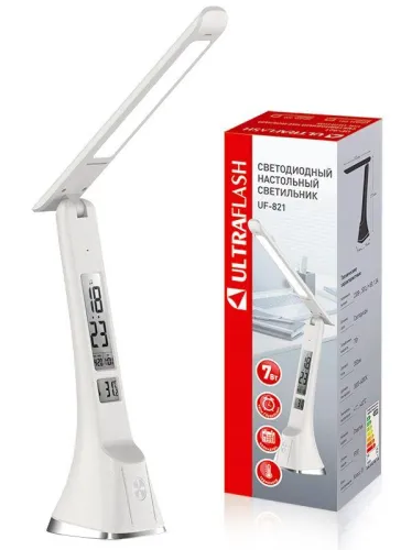 Светильник светодиодный настольный UF-821 C01 7Вт дисплей смена цвет. темп кожа бел. Ultraflash 15178 фото 9