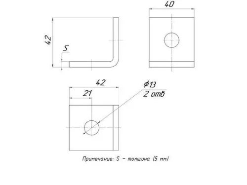 Пластина STRUT угловая 90град. 2 отверстия EKF stpu2 фото 2
