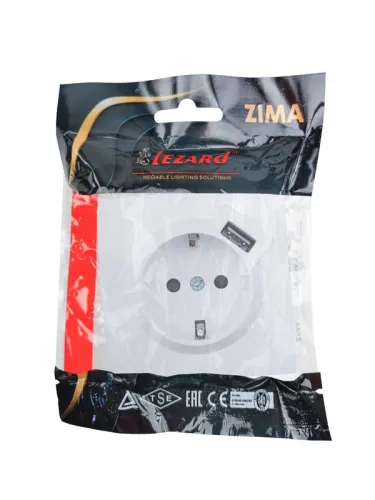 Розетка 1-мест. с/з+USB разъем ZIMA IP20 бел. LEZARD 704-0288-181 фото 2