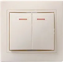 Выключатель 2-кл. СП Кварта 10А IP20 ВС10-2-1-ККм с индикацией крем. GENERICA EVK21-K33-10-DM