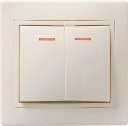 Выключатель 2-кл. СП Кварта 10А IP20 ВС10-2-1-ККм с индикацией крем. GENERICA EVK21-K33-10-DM