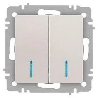 Выключатель 2-кл. СП Accent 6-105-06 10А IP20 250В с подсветкой AL/CU перламутр. Intro Б0063519