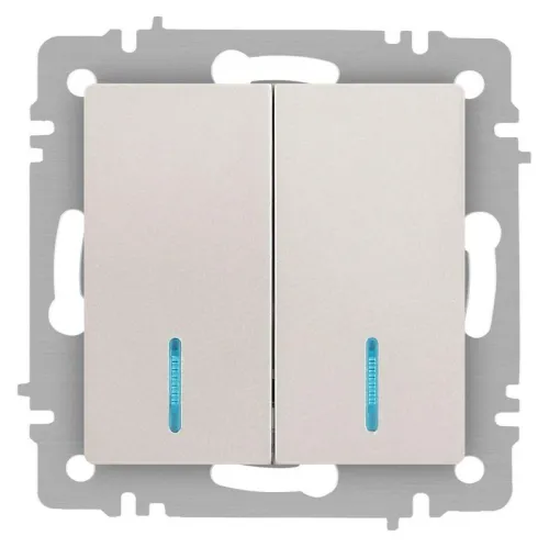 Выключатель 2-кл. СП Accent 6-105-06 10А IP20 250В с подсветкой AL/CU перламутр. Intro Б0063519