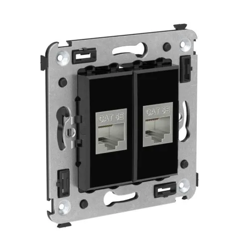 Розетка компьютерная 2-м СП Avanti "Черный квадрат" RJ45 кат.5E без шторок экранир. механизм DKC 4402764 фото 5