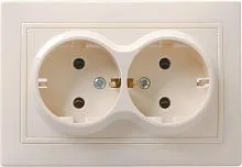 Розетка 2-м СП Кварта РС12-3-Км 16А IP20 с заземл. без защ. шторок керамика крем. IEK ERK21-K33-16-K