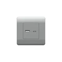 Розетка USB NEW3-E тип A+C 5В/2.1А серебр. CHINT 431451