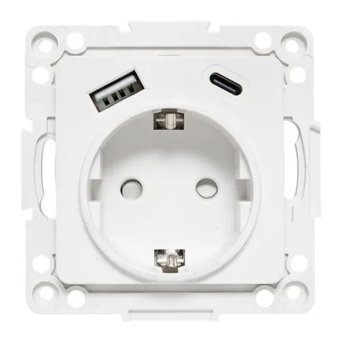 Розетка 1-м СП Стокгольм 16А USB A+C с заземл. защ. шторки винтов. клеммы механизм бел. EKF EYR16-2USB-typeA-typeC фото 8