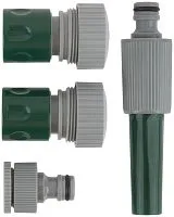 Набор поливочный 4шт 3/4дюйм ( насадка для полива; соединитель; соединитель с автостопом; адаптер внешний ) FIT 77292