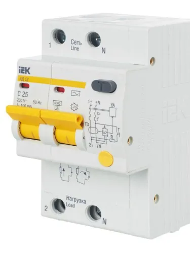 Выключатель автоматический дифференциального тока 2п C 25А 100мА тип AC 4.5кА АД-12 KARAT IEK MAD10-2-025-C-100 фото 9