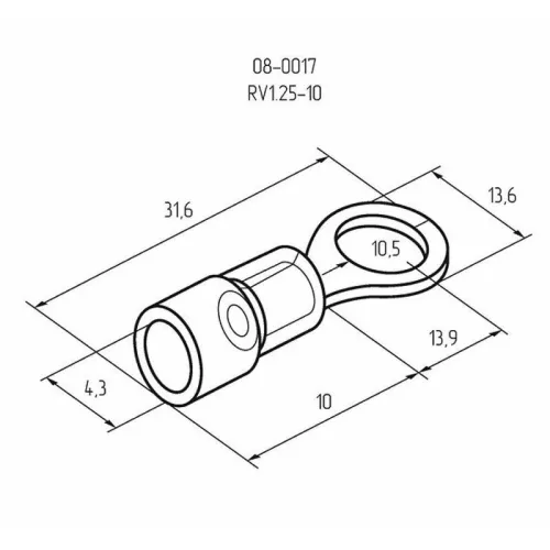 Наконечник кольцевой изолированный (НКИ d10.5мм) 0.5-1.5кв.мм (VR1.25-10) REXANT 08-0017 фото 3