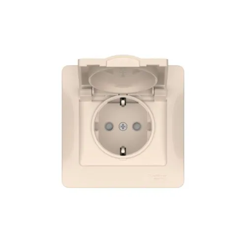 Розетка Glossa 16А IP20 с заземл. защ. шторки с крышкой быстрозажим. клем. в сборе беж. SE GSL000246S фото 4