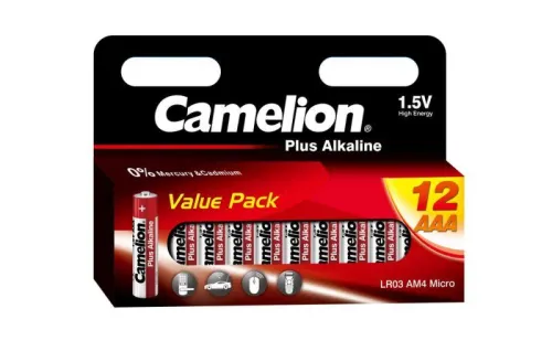 Элемент питания алкалиновый AAA/LR03 1.5В Plus Alkaline BLOCK-12 LR03-HP12 (уп.12 шт) Camelion 14260 фото 3