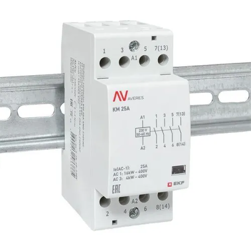 Контактор модульный КМ 25А 4NO 230В AC (2 мод.) AVERES EKF km-av-2-25-40-230V фото 2