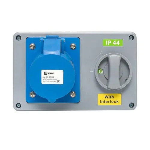 Розетка 1423 2Р+РЕ 32А 220В IP44 с блокировкой и выкл. EKF ps-1423-32-220 фото 7