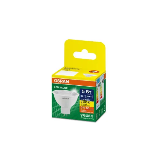 Лампа светодиодная LED G4 Value LVMR1650 5W/927 CRI95 5Вт 2700К 500лм рефлектор прозр. GU5.3 170-250В OSRAM 4630557648095 фото 3