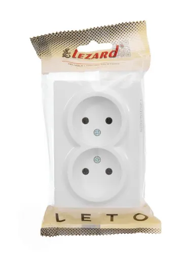 Розетка 2-м ОП LETO без заземл. закрытый корпус ПБТ бел. LEZARD 752-0200-128B фото 4