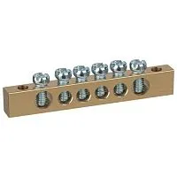 Шина NO-122-02 PEN земля-ноль 6х9мм 6/2 латунная с креплениями по краям Эра Б0047216