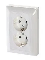 Розетка 2-м СП Basic 16А IP20 250В Schuko защ. шторки механизм альп. бел. ABB 2CKA002021A0378