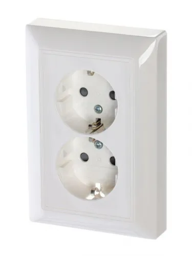 Розетка 2-м СП Basic 16А IP20 250В Schuko защ. шторки механизм альп. бел. ABB 2CKA002021A0378