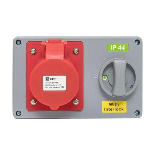 Розетка 1424 3Р+РЕ 32А 380В IP44 с блокировкой и выкл. EKF ps-1424-32-380 фото 6