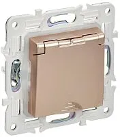 Розетка 1-м SKANDY 16А IP44 с заземл. защ. шторки с крышкой SK-R11Sa песочн. IEK SK-R16-16-44-K98