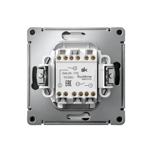 Выключатель кнопочный 2-кл. ArtGallery 10AX быстрозажим. клем. механизм базальт SE GAL001417S фото 3