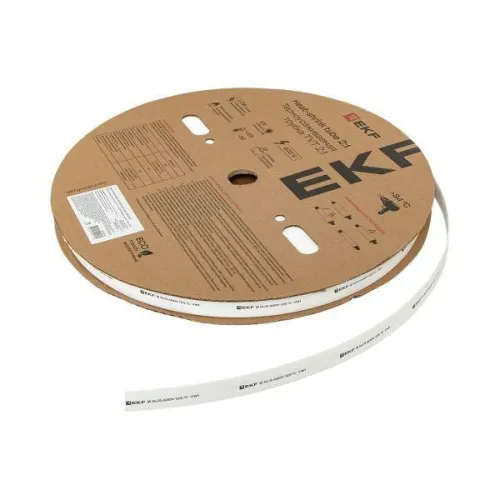 Трубка термоусадочная ТУТ нг 16/8 бел. (уп.100м) EKF tut-16-w фото 3