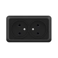 Розетка 2-м ОП Олимп 16А IP20 без заземл. черн. Universal 2215