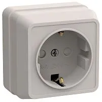 Розетка 1-м ОП Октава РСш20-3-ОКм 16А IP20 с заземл. защ. шторки крем. GENERICA ERO14-K33-16-DC