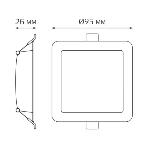 Светильник светодиодный Elementary Downlight 5.5Вт 4000К 460лм 170-260В IP20 95х26 квадрат монтаж бел. GAUSS 998420205 фото 5