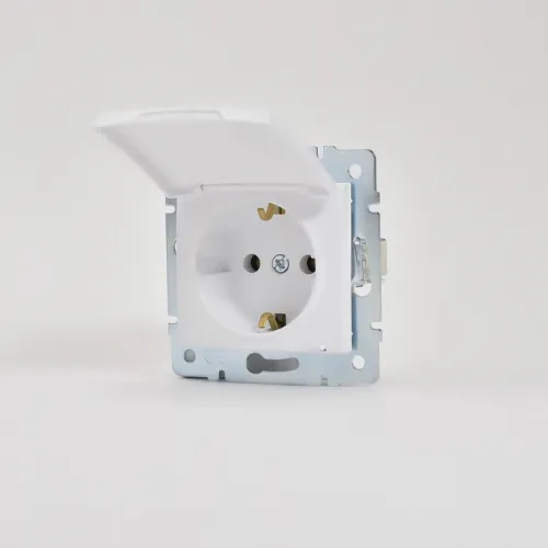 Розетка 1-м СП Karina с заземл. с крышкой термопласт механизм бел. LEZARD 707-0288-123B фото 4