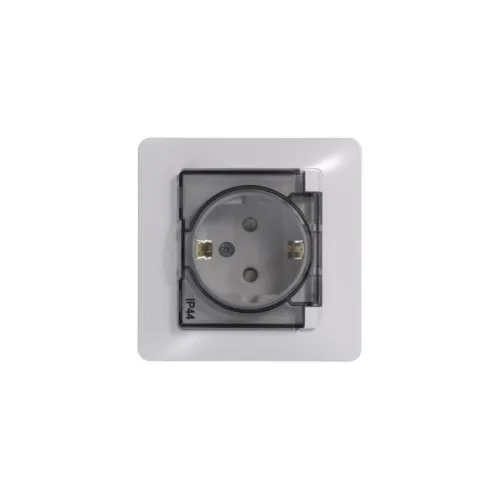 Розетка 1-м СП Glossa 16А IP44 с заземл. защ. шторки с крышкой в сборе бел. SE GSL000148 фото 3