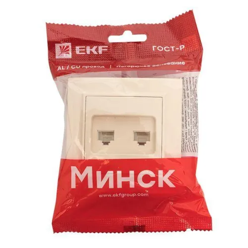 Розетка компьютерная 2-м СП Минск RJ45 беж. EKF ERK02-035-20 фото 4