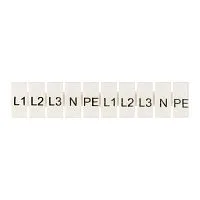 Маркеры для UT/ST/Push-in 4 с символами "L1. L2. L3. N. PE" (уп.100шт) EKF zb-st-4-L-1-3
