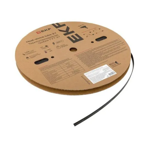 Трубка термоусадочная ТУТ нг 10/5 черн. (уп.100м) EKF tut-10-b фото 3