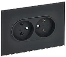 Розетка 2-м SKANDY 10А без заземл. без защ. шторок для плоской вилки SK-R03G графит IEK SK-R20-10-K53